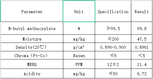 N-butyl methacrylate（甲基丙烯酸丁酯）指标表.png